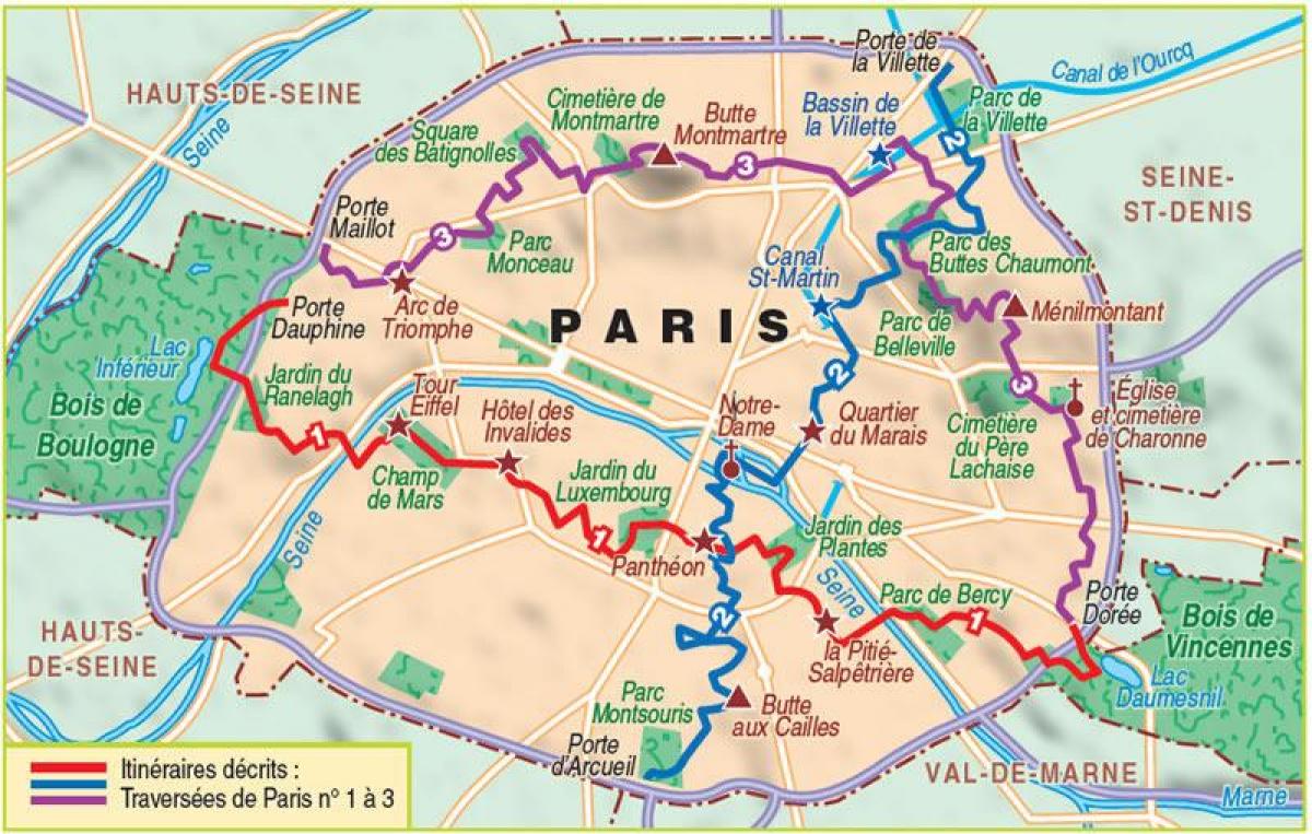 Ramani ya hiking Paris