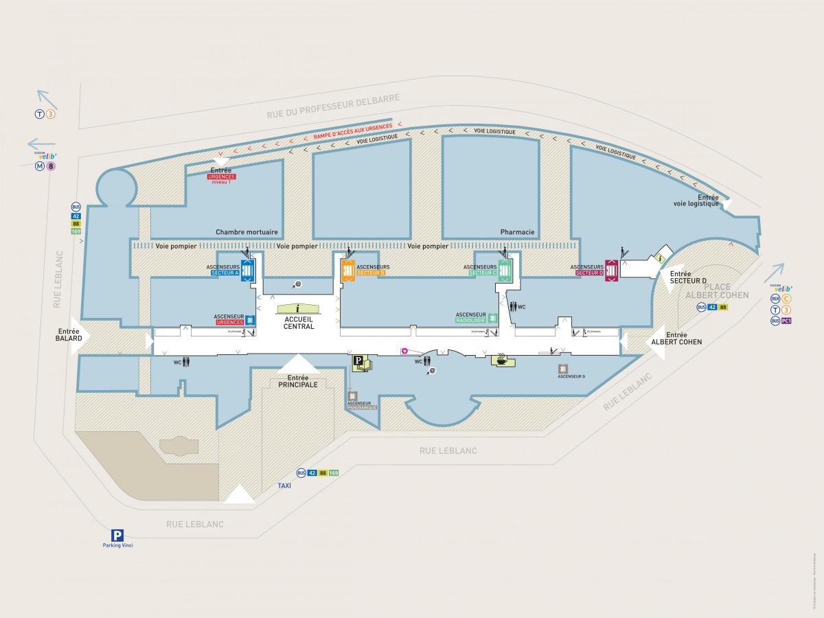 Ramani ya Georges-Pompidou hospitali