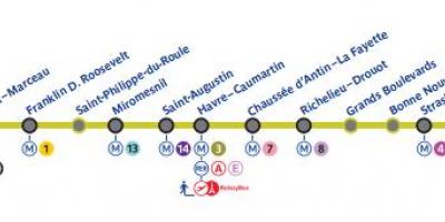 Ramani ya Paris line subway 9